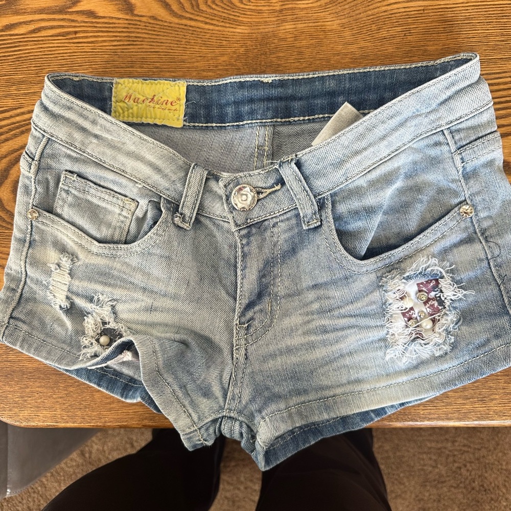 Machine Blue Jean Shorts Distressed Vintage Style